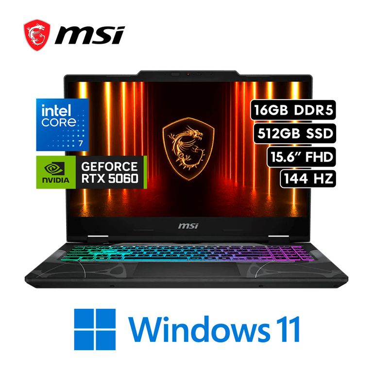 Laptop Gaming Cyborg 15 B2RWFKG - Intel Core 7 240H 16GB 512GB RTX 5060 8GB 15.6″ 144HZ FHD W11