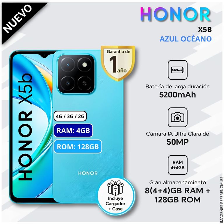 Celular Smartphone Honor X5B 128GB ROM 4GB RAM 5100 mAh - AZUL OCÉANO