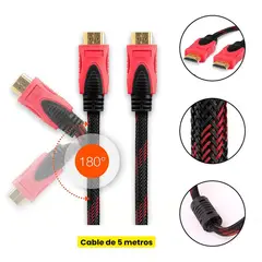 GENERICO - CABLE HDMI CON FILTROS 30 METROS ENMALLADO NEGRO CON ROJO FULL1080P