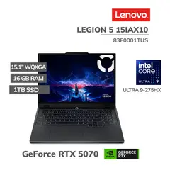 LENOVO - Legion 5 15IAX10 Eclipse Black 15.1" OLED WQXGA Intel Core Ultra 9 275HX 16GB RAM 1TB SSD RTX 5070 8GB