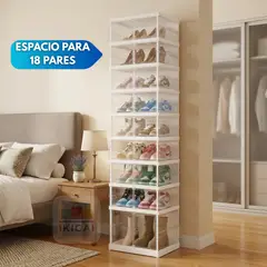 GENERICO - Organizador De Zapatos Plegable Para 18 Pares Con Puertas Magnéticas - Transparente