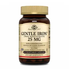SOLGAR - Gentle Iron - Hierro Gentle 25 MG (Hierro bisglicinato) 90 Capsulas