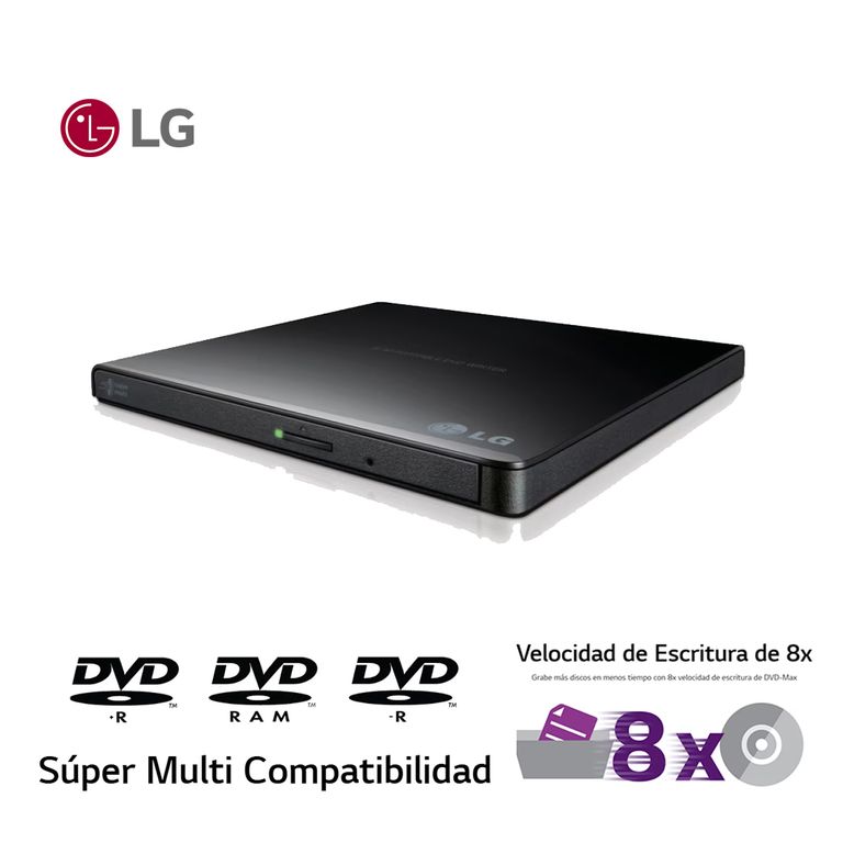 Grabador DVD RW Writer Ultra Slim Portable GP65NB60 USB