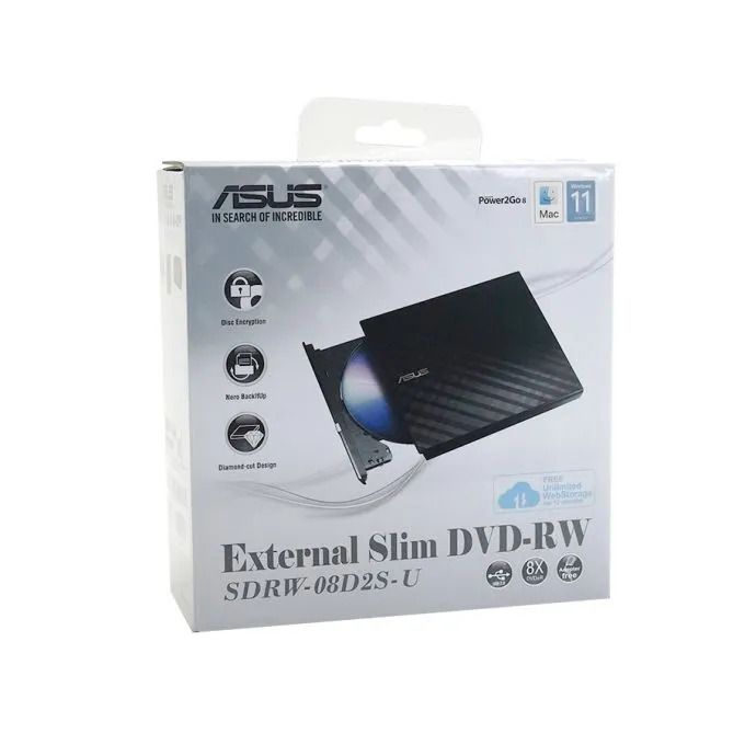Lectora Externa Slim CD - DVD USB Negro - Nuevo - caja levemente dañada