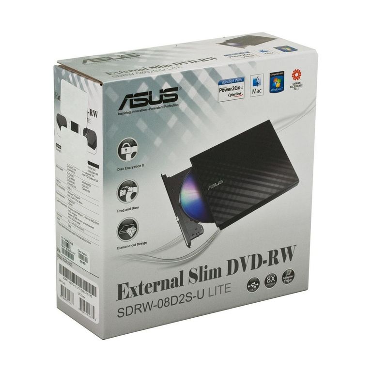 Lectora Externa Slim CD - DVD USB SDRW-08D2S-U - Nuevo - caja levemente dañada