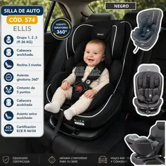 EBABY - Silla de auto para bebé ELLIS Negro Giratoria 360