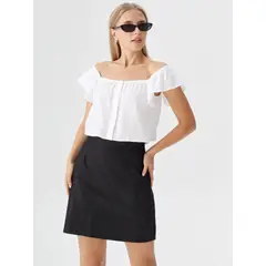 Andrew'S Ties - Top para Mujer Luna Blanco con Botones Delanteros y Estilo Off Shoulder