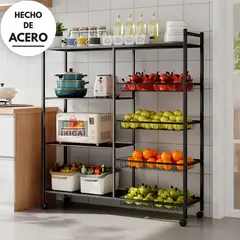GENERICO - Estante Organizador De Cocina Metálico De 4 Niveles Con Bloqueo De Ruedas