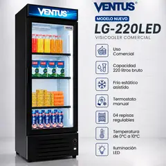 Ventus - VISICOOLER 1 PTA DE VIDRIO 220LT LG-220 LED