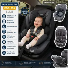 EBABY - Silla de auto para Bebé Giratorio 360º Ellis Gris Oscuro