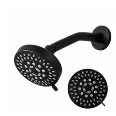 APACHE - Cabezal de Ducha 10 cm 4" Negro Mate + Brazo 16 cm