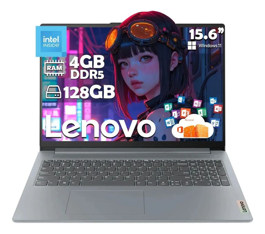 Laptop Ideapad Slim 3 15ian8 Intel N100 128gb 4gb Ram Ddr5 Windows 11 Home + Office