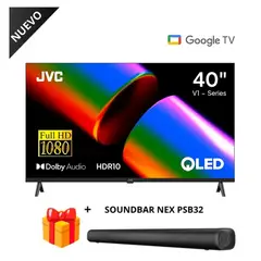 GENERICO - Televisor JVC 40 FHD QLED Google TV + Soundbar Nex