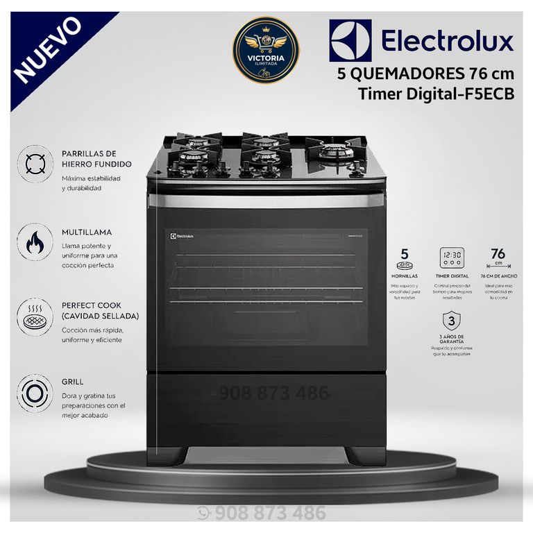 Cocina 5 Hornillas 76 cm F5ECB Timer Digital - Modelo Nuevo
