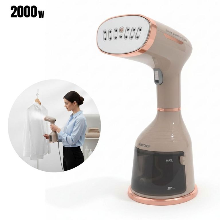 Plancha de Vapor Portátil SC-9759 para Ropa 2000W Planchado Vertical y Horizontal - Beige - M