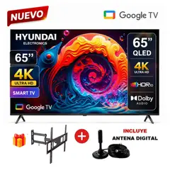 HYUNDAI - Televisor 65 HYLED6513QG 4K QLED + Rack + Antena