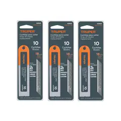 Truper - Estuche con 10 cuchillas SK4 de 18 mm para cutter 16965 (Set 3 estuches)