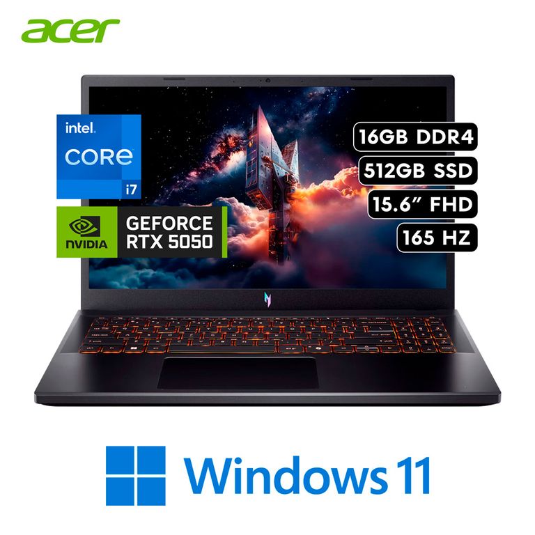 Laptop Nitro V15 Intel i7 13620H RAM 16GB 512GB SSD RTX 5050 8GB 15.6″ FHD 165Hz W11