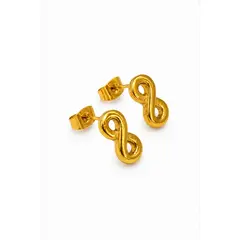 GENERAL - Aretes Infinito Dorado Minimalista Acero Quirúrgico 316L Elegante