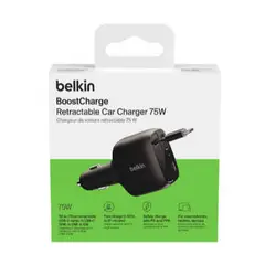 BELKIN - CARGADOR DE AUTO TRIPLE SALIDA 75 WATTS CON CABLE RETRACTIL