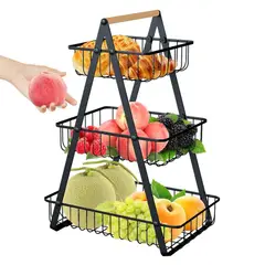 GENERICO - Verdulero de 3 niveles Cesta organizadora Frutero de acero inoxidable