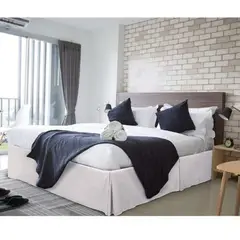 GENERICO - FALDON DE TARIMA QUEEN 160CM x 200CM ELEGANCE DRILL AVENA 30CM PROMO