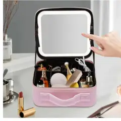 GENERICO - Tocador Portátil con Espejo LED y Organizador de Cosméticos Recargable USB