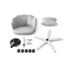 GENERICO - Silla Tocador Giratoria Escritorio Acolchada Ergonómica Ajustable Ruedas Base Estudio 190366-01