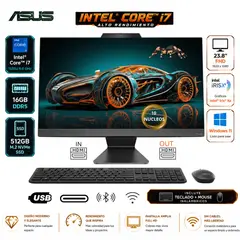 ASUS - PC All in One 23.8" FHD Core i7 13ª Gen 16GB 512GB SSD WiFi 6 Negro Ultra Rápido