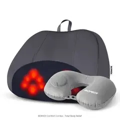 BOMIDI - Almohada Masajeadora Inalámbrica MP1 PRO Azul Gris + Almohada De Cuello Inflable U02