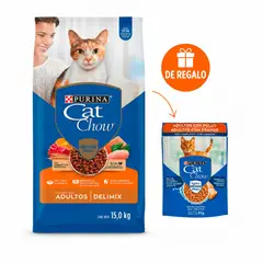 PURINA - Alimento de Gato Cat Chow Delimix 15kg + Regalo 1 Cat Chow 85gr sabor pollo