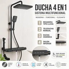 GENERICO - Ducha Multifuncional 4 en 1 de acero inoxidable con grifo