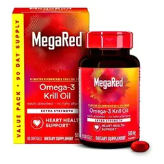 HEALTH NATURAL - MegaRed Omega-3 Fish & Krill Oil 500 MG - Aceite de Krill Salud Cardiovascular