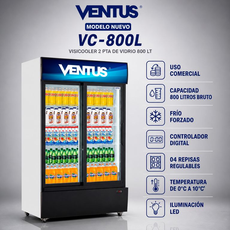 Exhibidor Vertical 800 Lt 2 Puertas - VC-800L