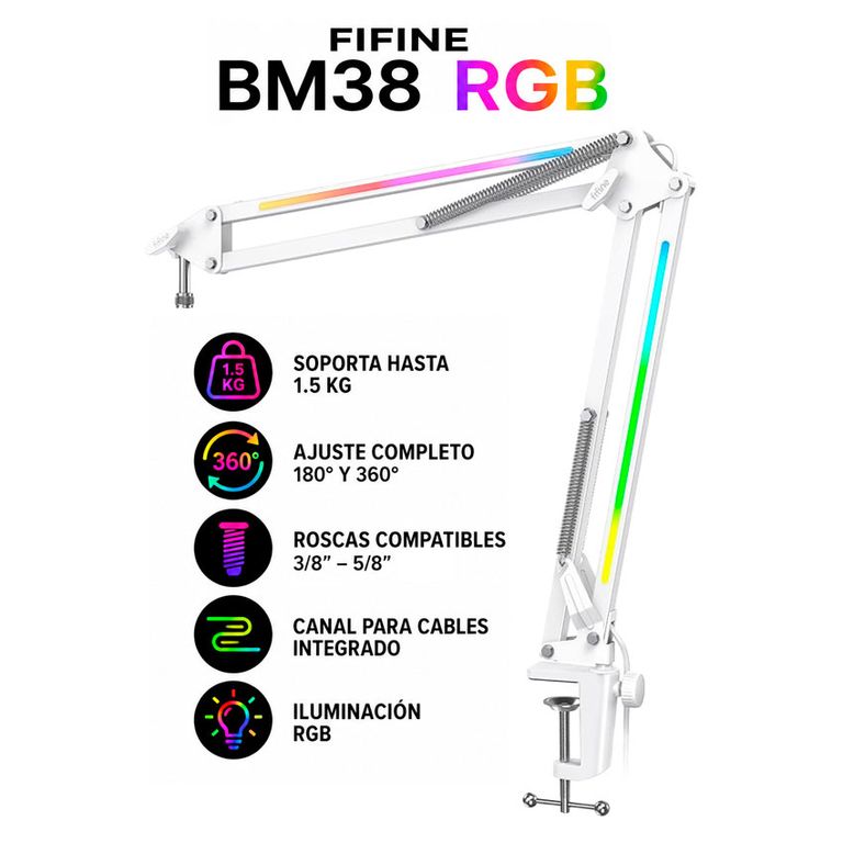 Brazo para Micrófono BM38 RGB WHITE