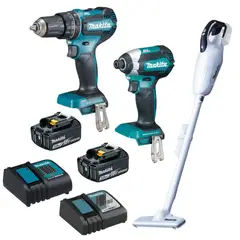 MAKITA - Taladro + Atornillador de impacto + Aspiradora 18V