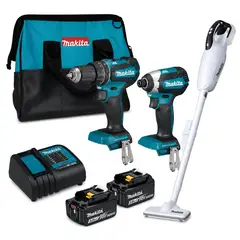 MAKITA - Taladro + Atornillador de impacto + Aspiradora 18V DLX2283S-DCL181FZW