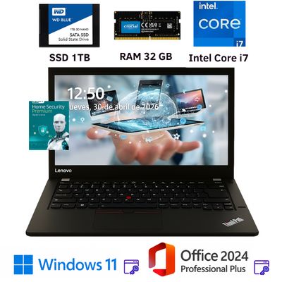 Laptop ThinkPad T470, Intel Core I7,32Gb RAM, 1TB SSD + Office 2024 PP +Windows 11P + Eset Internet Security