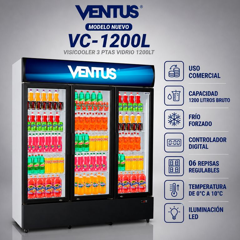 VISICOOLER 3 PTAS VIDRIO 1200LT VC-1200L