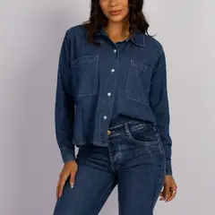 ROXJES JEANS - Blusa Luciana Camisera Clásica Denim