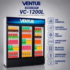 Ventus - VISICOOLER 3 PTAS VIDRIO 1200LT VC-1200L