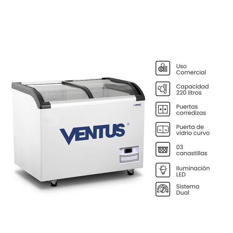 Congeladora Dual Tapa de Vidrio Curvo CTV-220Q PRO -