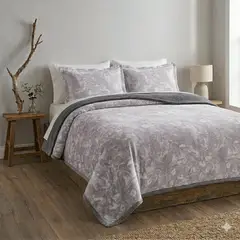 CASATEX - Manta Terciopelo con Sherpa + Fundas de Almohada Lila