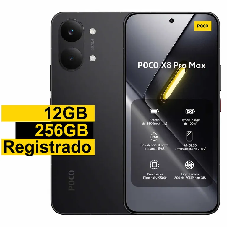 POCO X8 Pro MAX Negro 12 GB RAM + 256 GB REGISTRADO