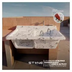 STONE - COMBO LAVARROPAS DE FIBRA DE VIDRIO CONTRAPLACADO STBL9045 MARMOLEADO + LLAVE ASIRI R-02 RUMI