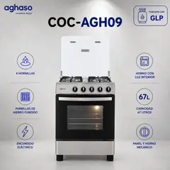 AGHASO - Cocina COC-AGH09 GLP 4 HORNILLAS ACERADA