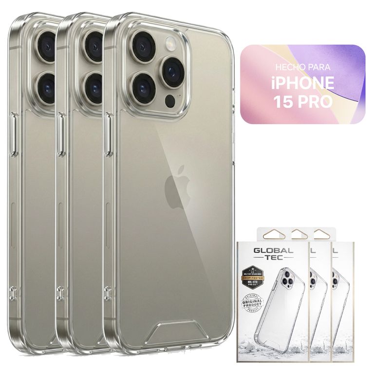 Combo 3 Space Case Transparente Para iPhone 15 Pro