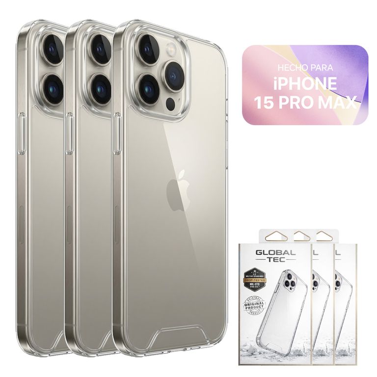 Combo 3 Space Case Transparente Para iPhone 15 Pro Max