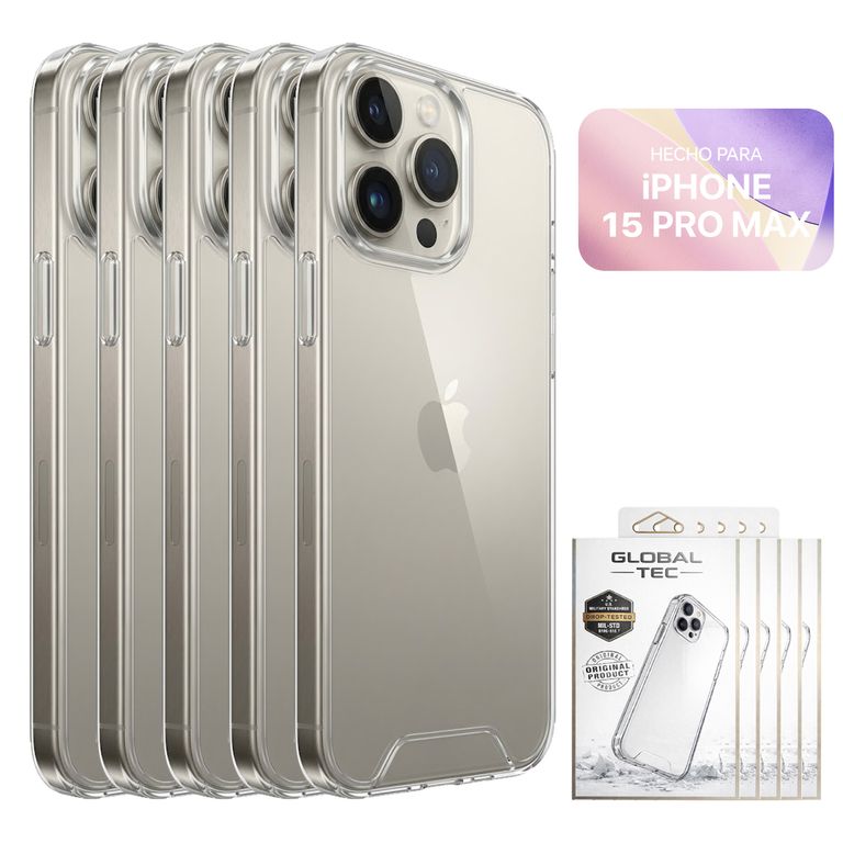 Combo 5 Space Case Transparente Para iPhone 15 Pro Max