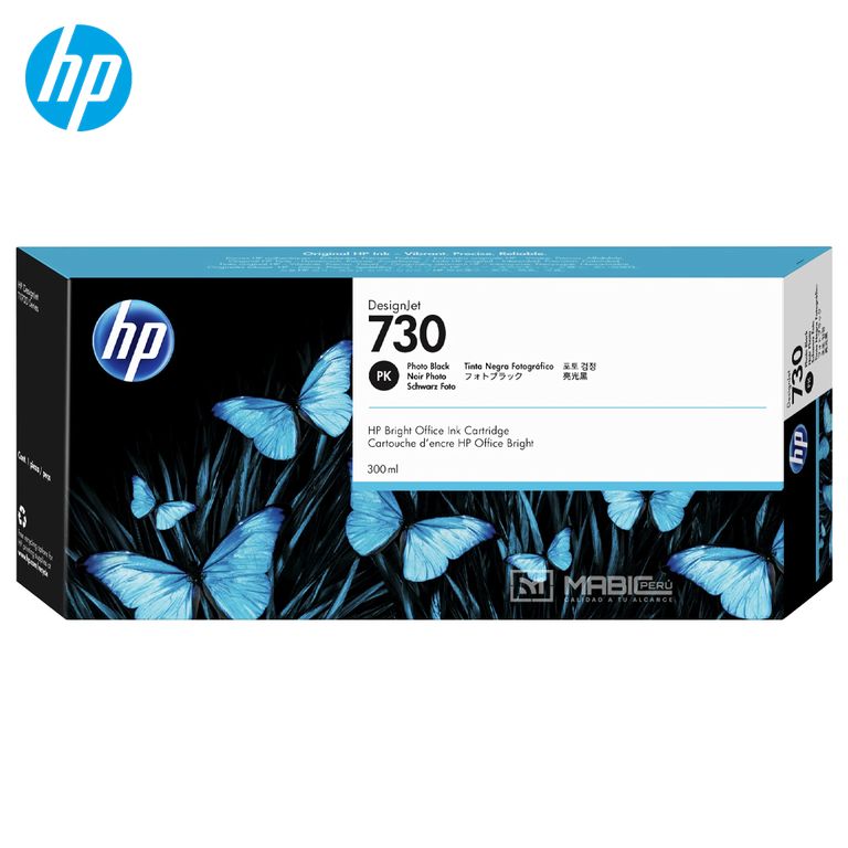 Cartucho de Tinta 730 Negro Fotografico P2V73A DesignJet T1600, T2600, T1700 Original - 300ml